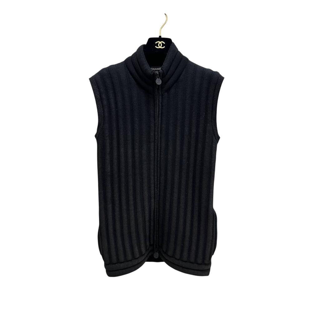 Chanel Black Wool Knit Vest - FR 38